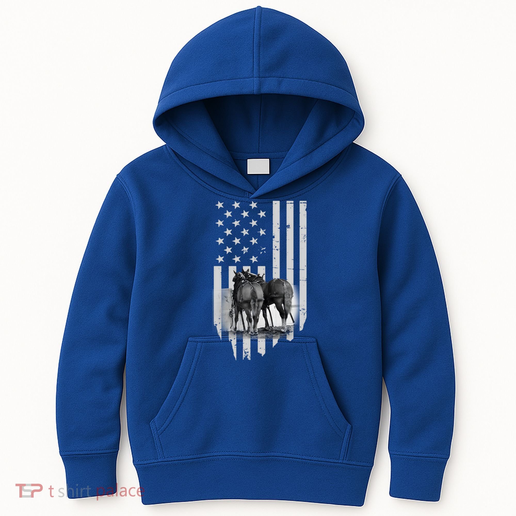 American Flag Belgian Draft Horses Gift For Farmer Meaningful Gift Kids Hoodie