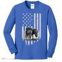American Flag Belgian Draft Horses Gift For Farmer Meaningful Gift Kids Long Sleeve Shirt thumb 0