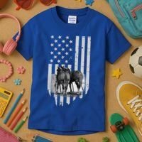 American Flag Belgian Draft Horses Gift For Farmer Meaningful Gift Kids T-Shirt thumb 3