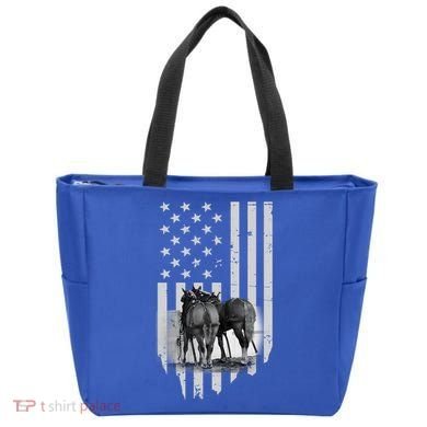 American Flag Belgian Draft Horses Gift For Farmer Meaningful Gift Tote Bag
