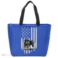 American Flag Belgian Draft Horses Gift For Farmer Meaningful Gift Tote Bag thumb 0