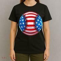 American Flag Baseball Gift 4th Of July Usa Flag Baseball Gift T-Shirt thumb 4