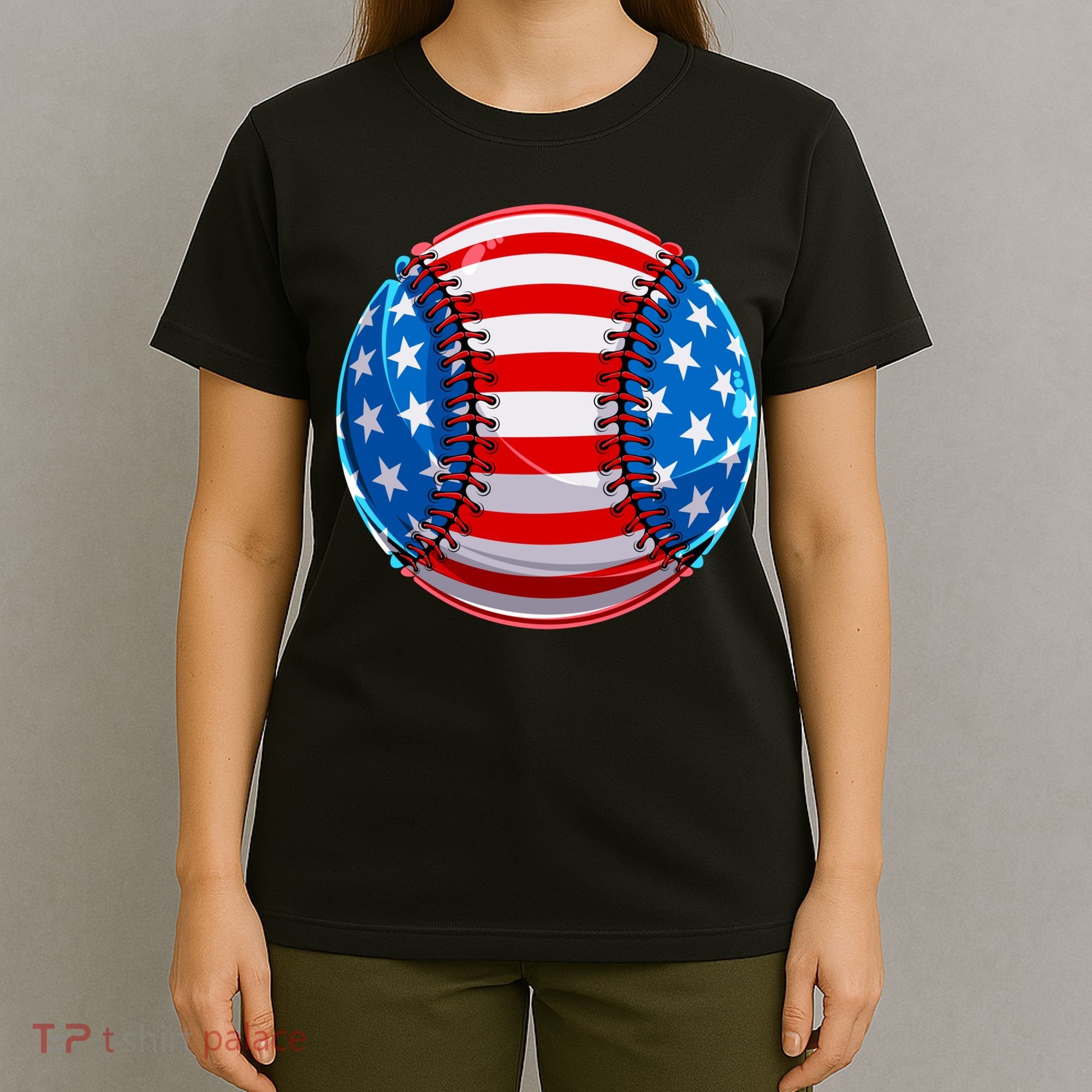 American Flag Baseball Gift 4th Of July Usa Flag Baseball Gift T-Shirt