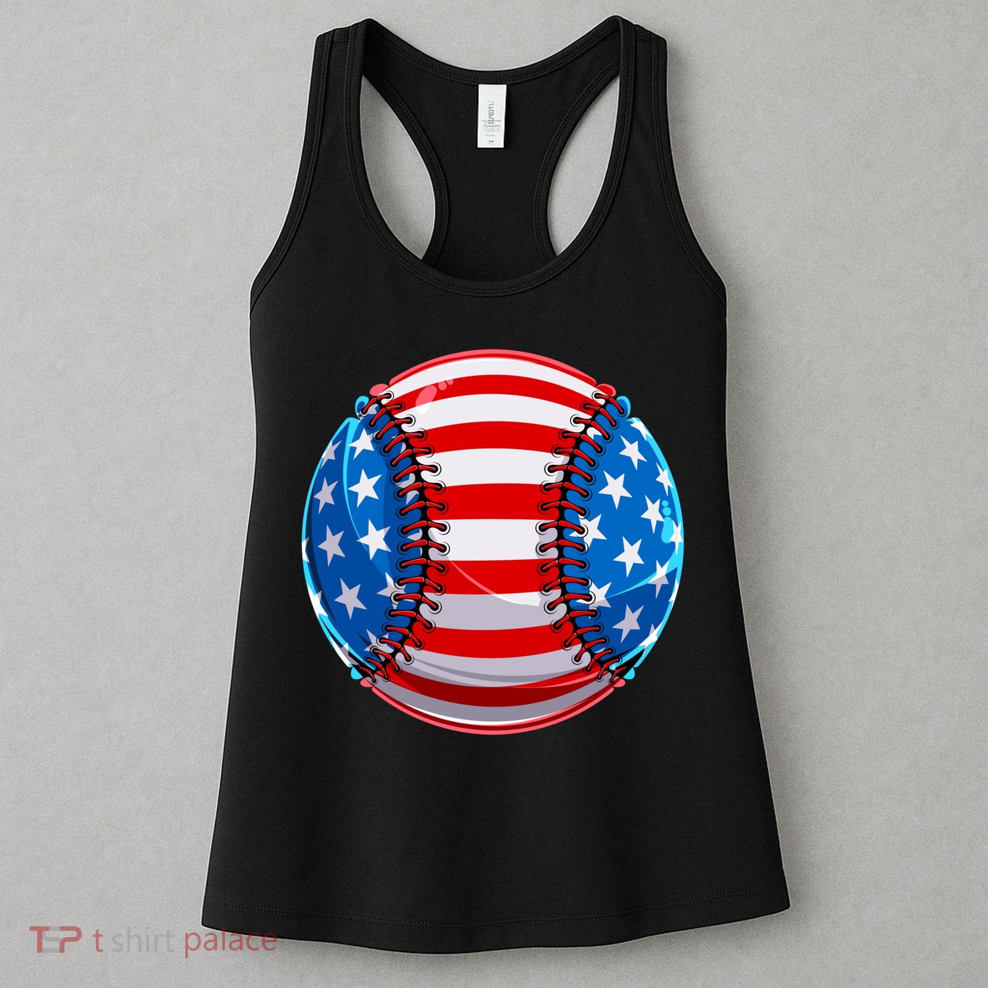 American Flag Baseball Gift 4th Of July Usa Flag Baseball Gift Women's Tank Top