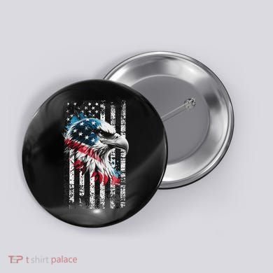 American Flag Bald Eagle Patriotic Bald Eagle Button