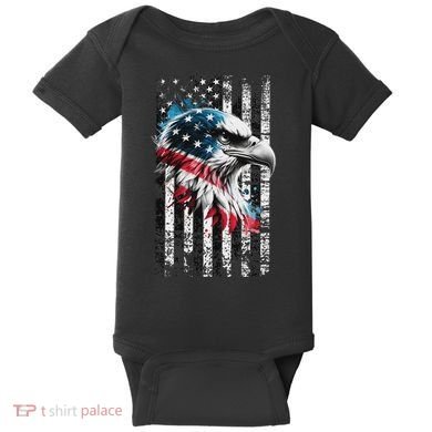 American Flag Bald Eagle Patriotic Bald Eagle Baby Bodysuit