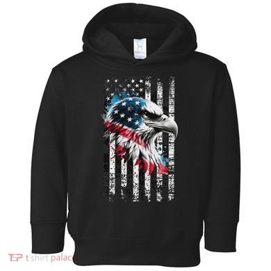 American Flag Bald Eagle Patriotic Bald Eagle Toddler Hoodie