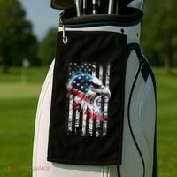American Flag Bald Eagle Patriotic Bald Eagle Golf Towel thumb 2