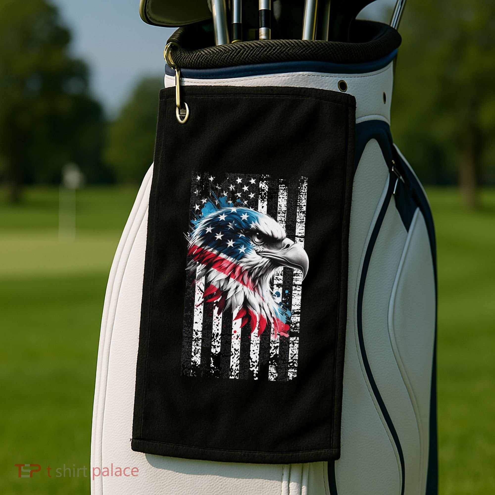 American Flag Bald Eagle Patriotic Bald Eagle Golf Towel