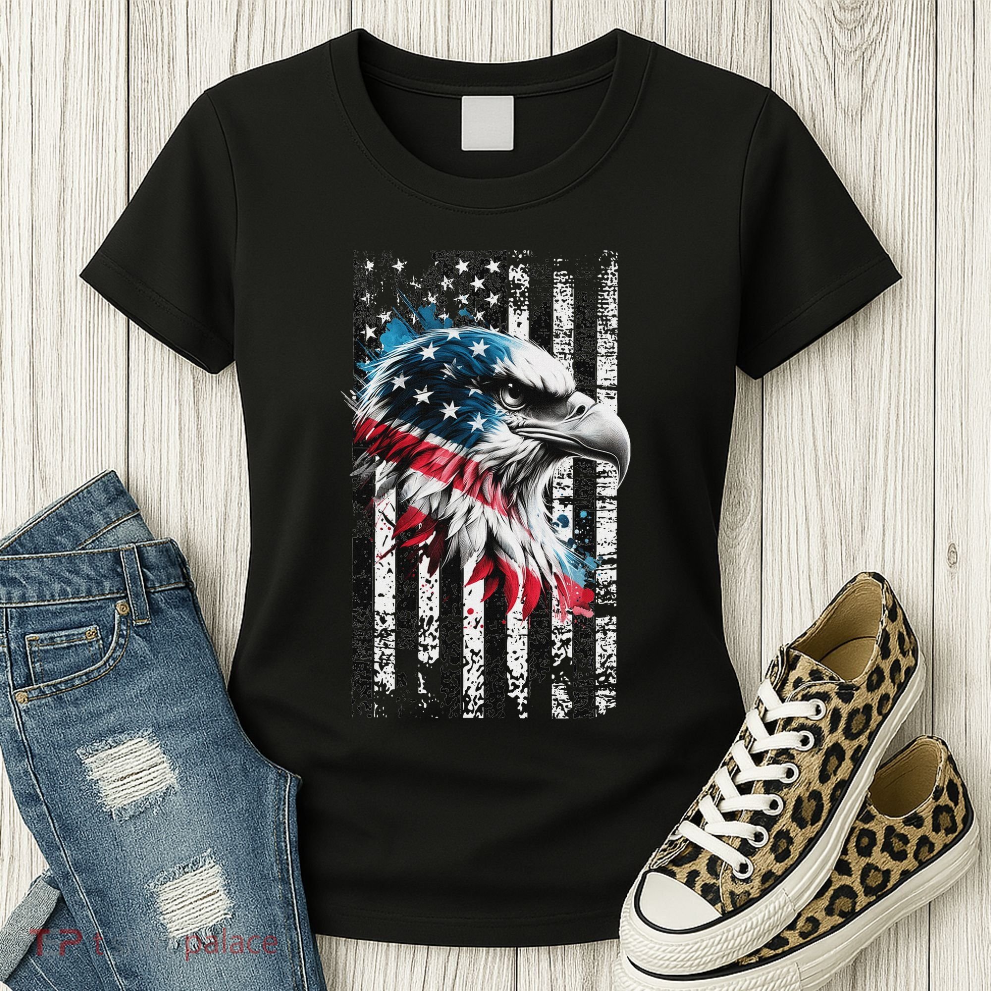 American Flag Bald Eagle Patriotic Bald Eagle Women's T-Shirt