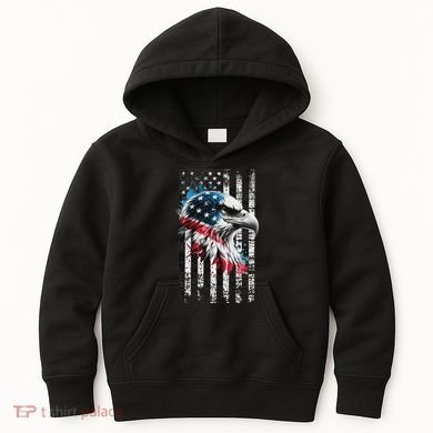 American Flag Bald Eagle Patriotic Bald Eagle Kids Hoodie