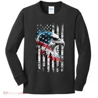 American Flag Bald Eagle Patriotic Bald Eagle Kids Long Sleeve Shirt thumb 0