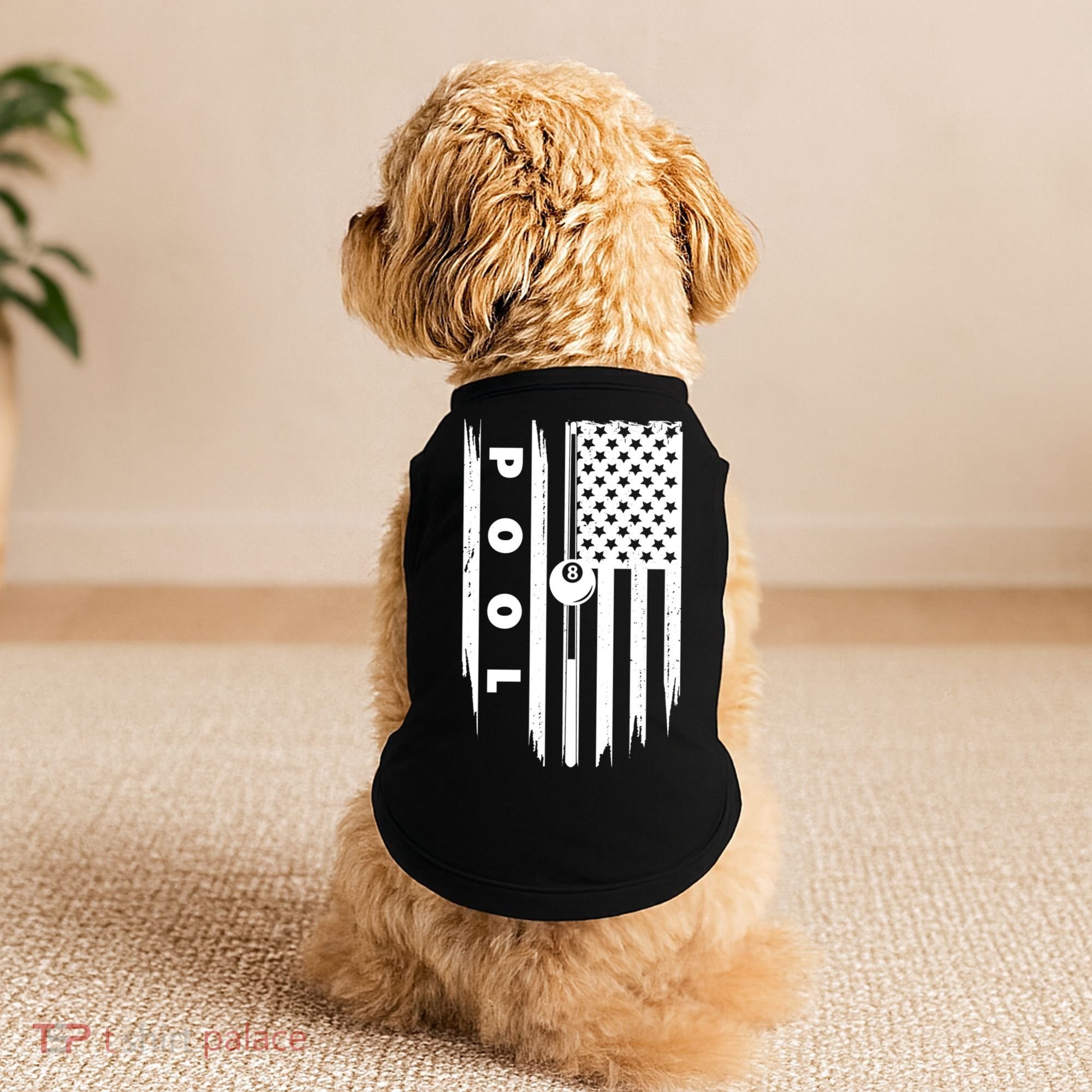American Flag Billiards Pool Player Billiard Gift Doggie Tank