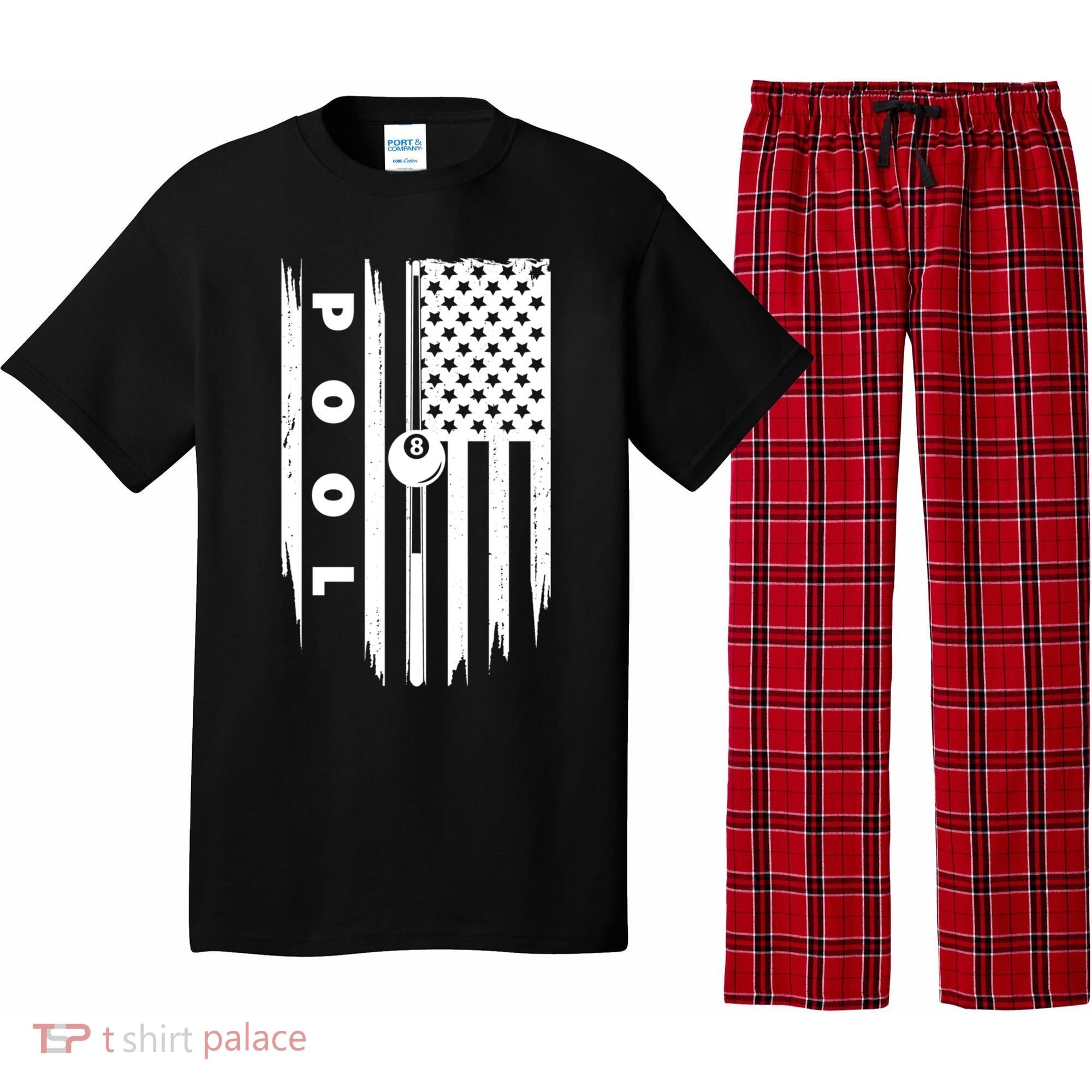 American Flag Billiards Pool Player Billiard Gift Pajama Set