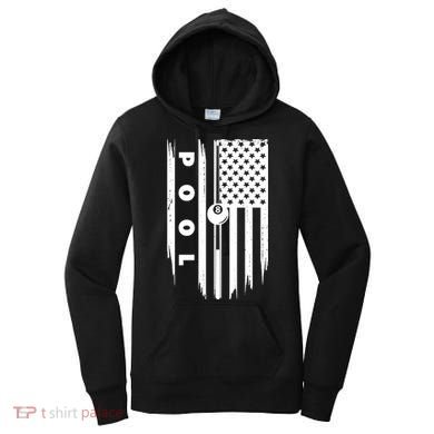 American Flag Billiards Pool Player Billiard Gift Women's Hoodie