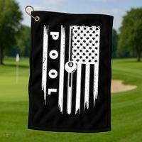 American Flag Billiards Pool Player Billiard Gift Golf Towel thumb 1
