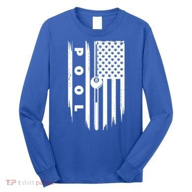 American Flag Billiards Pool Player Billiard Gift Long Sleeve Shirt