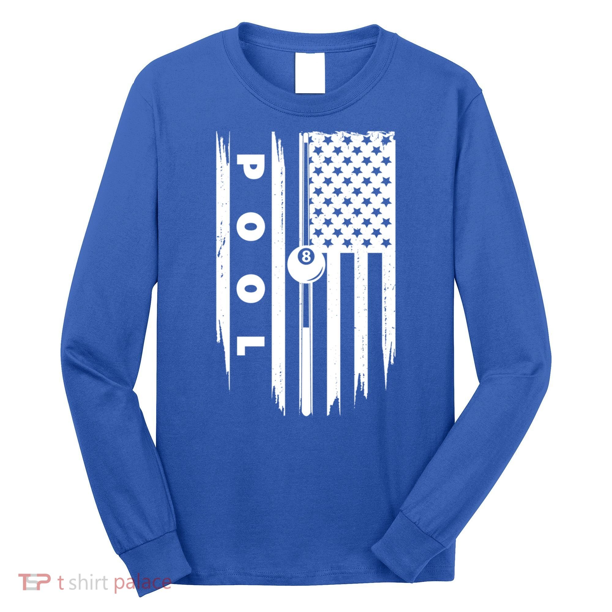 American Flag Billiards Pool Player Billiard Gift Long Sleeve Shirt