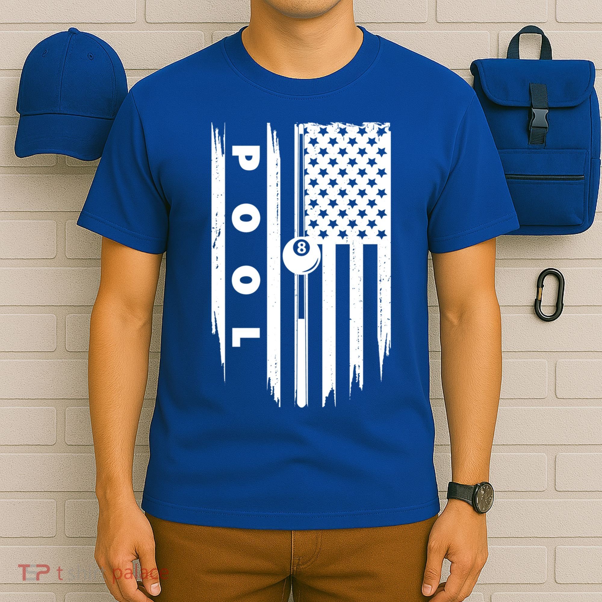 American Flag Billiards Pool Player Billiard Gift T-Shirt
