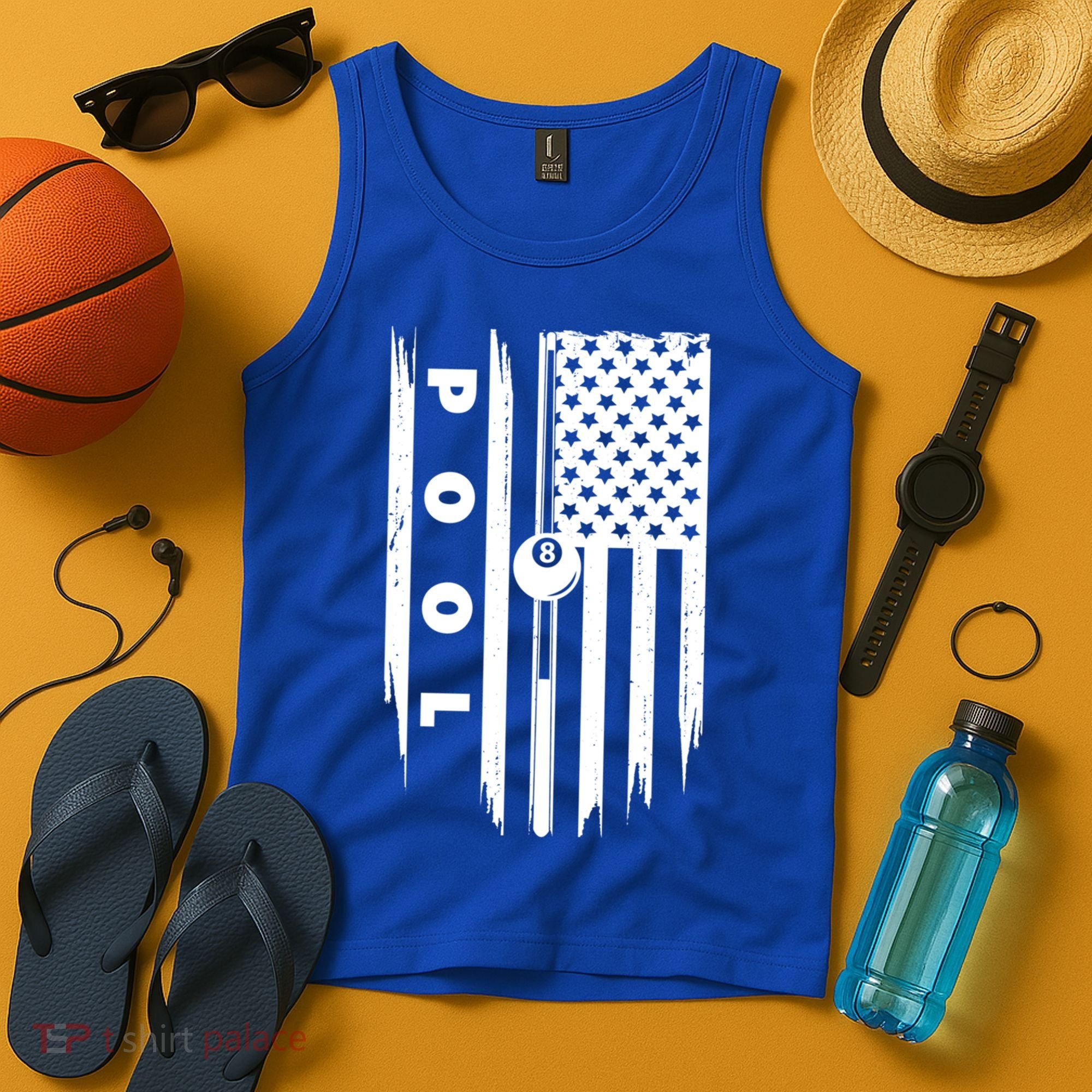 American Flag Billiards Pool Player Billiard Gift Tank Top