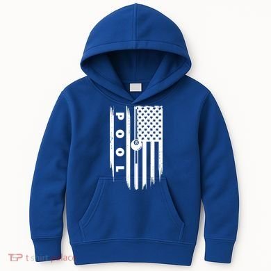 American Flag Billiards Pool Player Billiard Gift Kids Hoodie