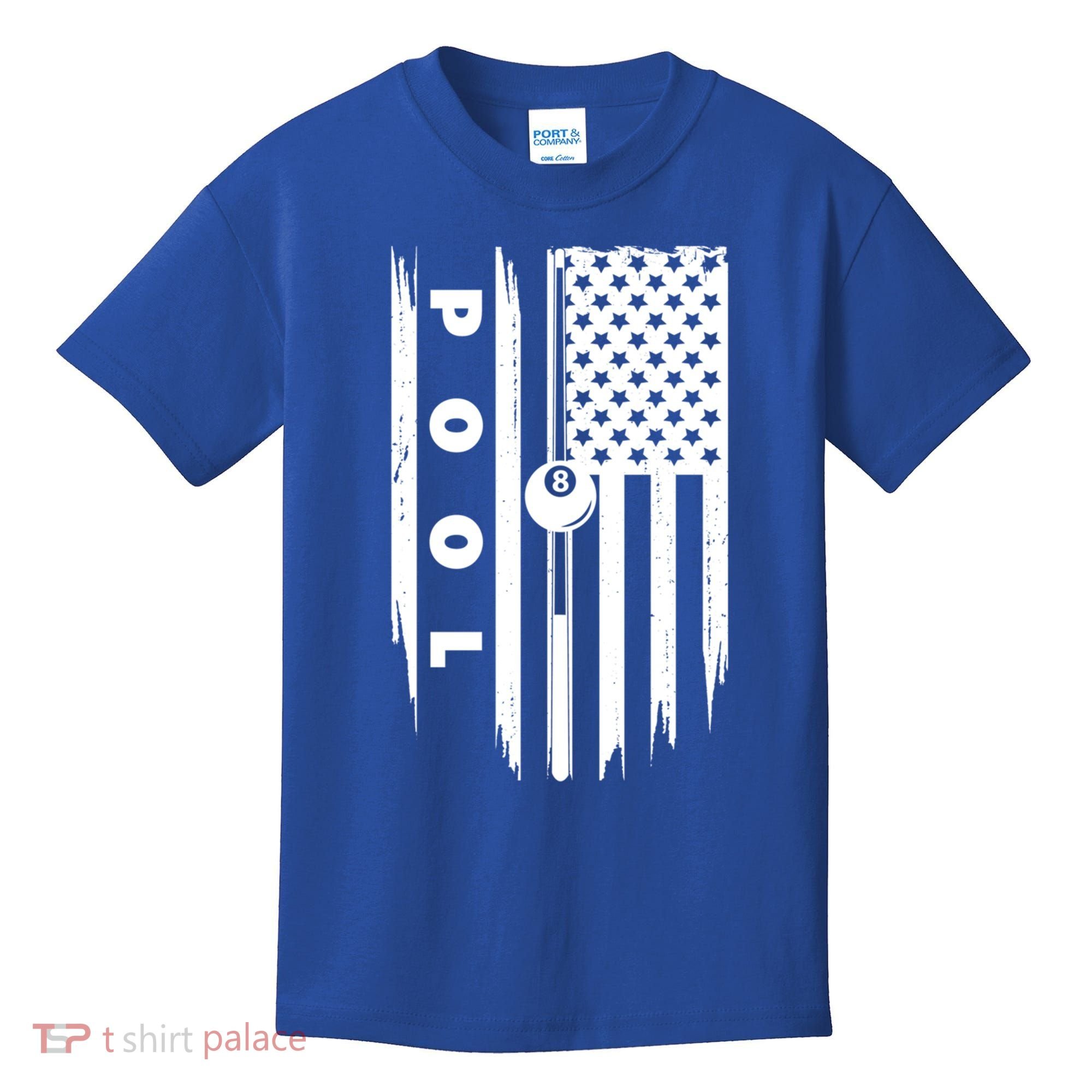 American Flag Billiards Pool Player Billiard Gift Kids T-Shirt