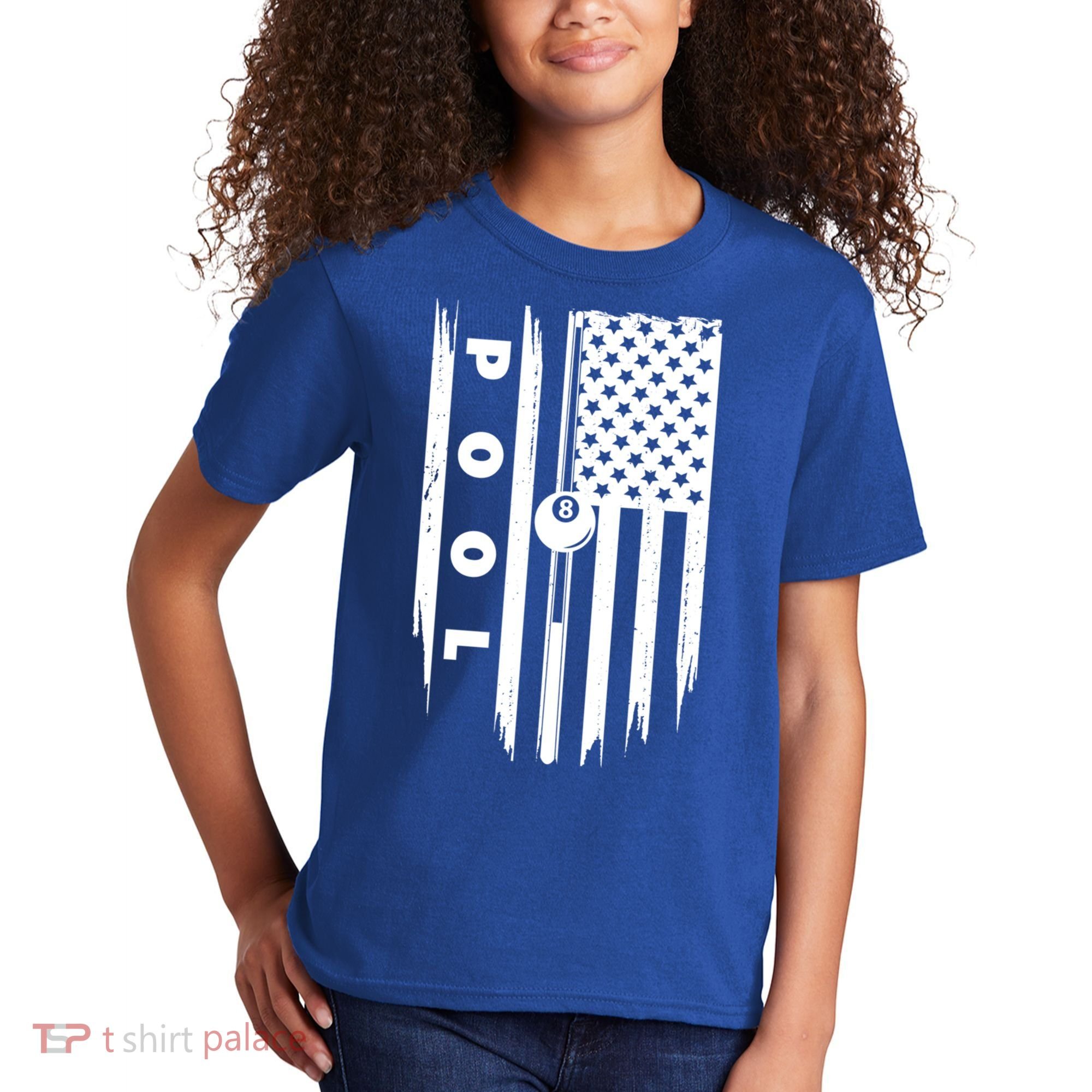 American Flag Billiards Pool Player Billiard Gift Kids T-Shirt