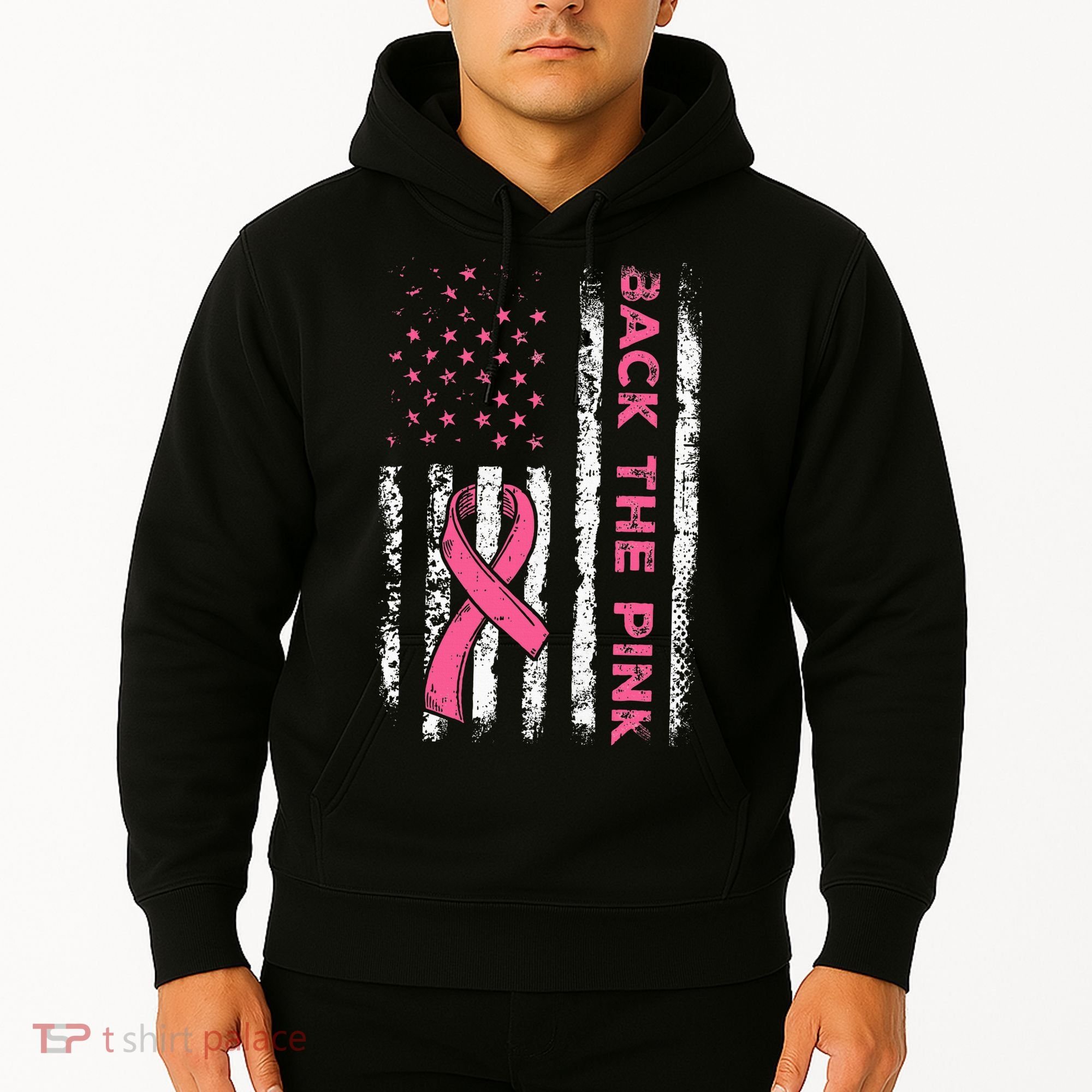 American Flag Back The Breast Cancer Awareness Hoodie