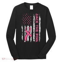American Flag Back The Breast Cancer Awareness Long Sleeve Shirt thumb 0
