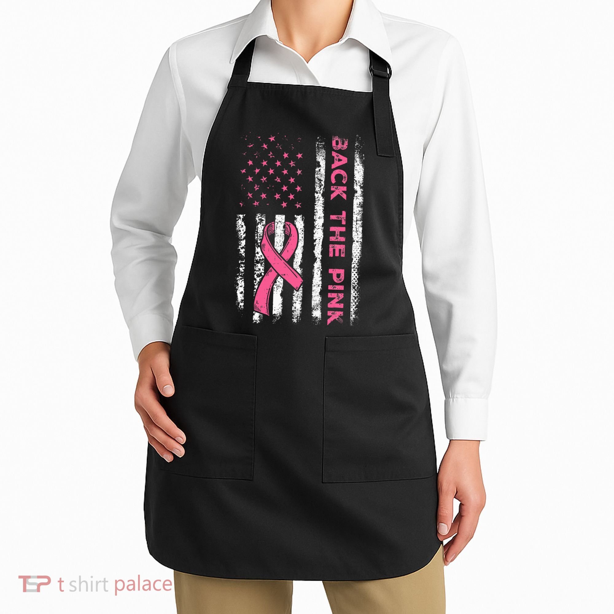 American Flag Back The Breast Cancer Awareness Apron