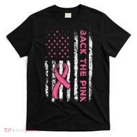 American Flag Back The Breast Cancer Awareness T-Shirt thumb 0