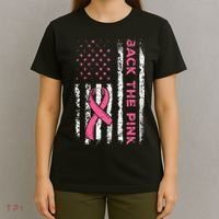 American Flag Back The Breast Cancer Awareness T-Shirt thumb 4