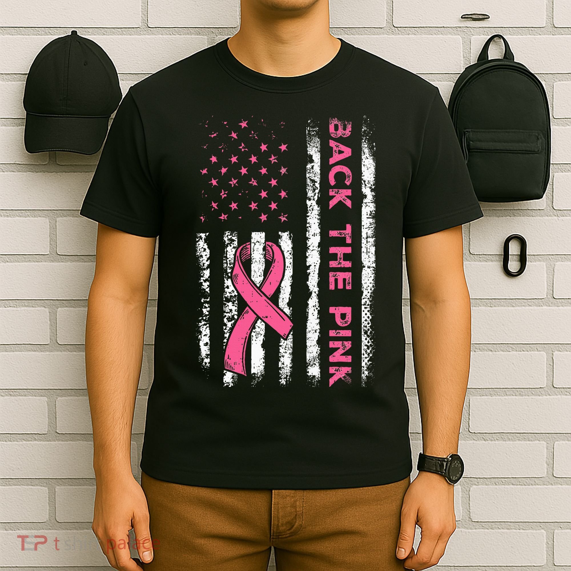American Flag Back The Breast Cancer Awareness T-Shirt