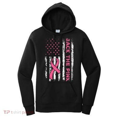 American Flag Back The Breast Cancer Awareness Women's Hoodie