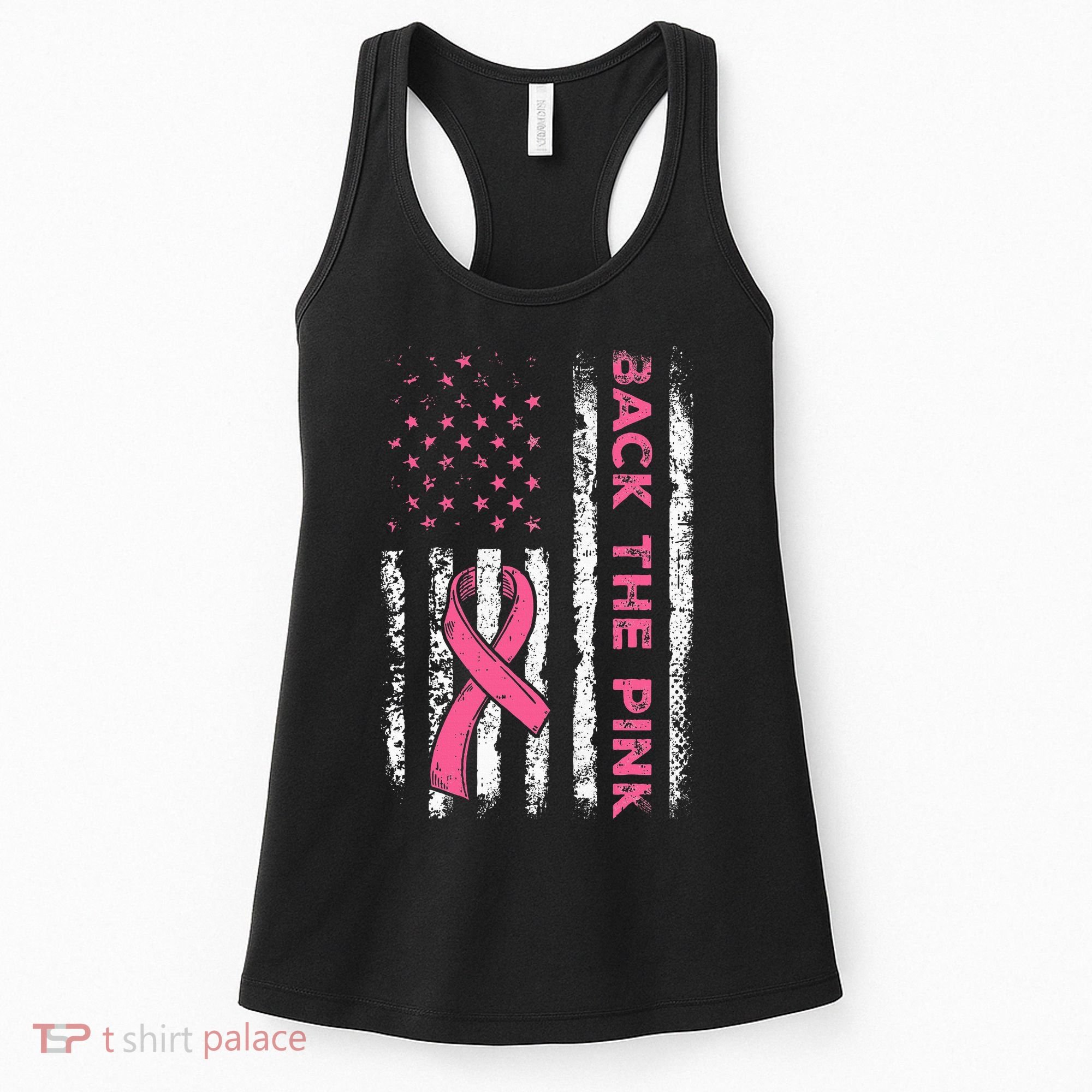 American Flag Back The Breast Cancer Awareness Women's Tank Top