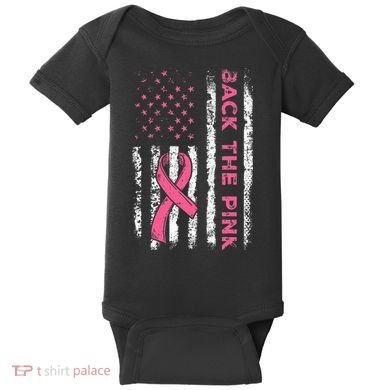 American Flag Back The Breast Cancer Awareness Baby Bodysuit