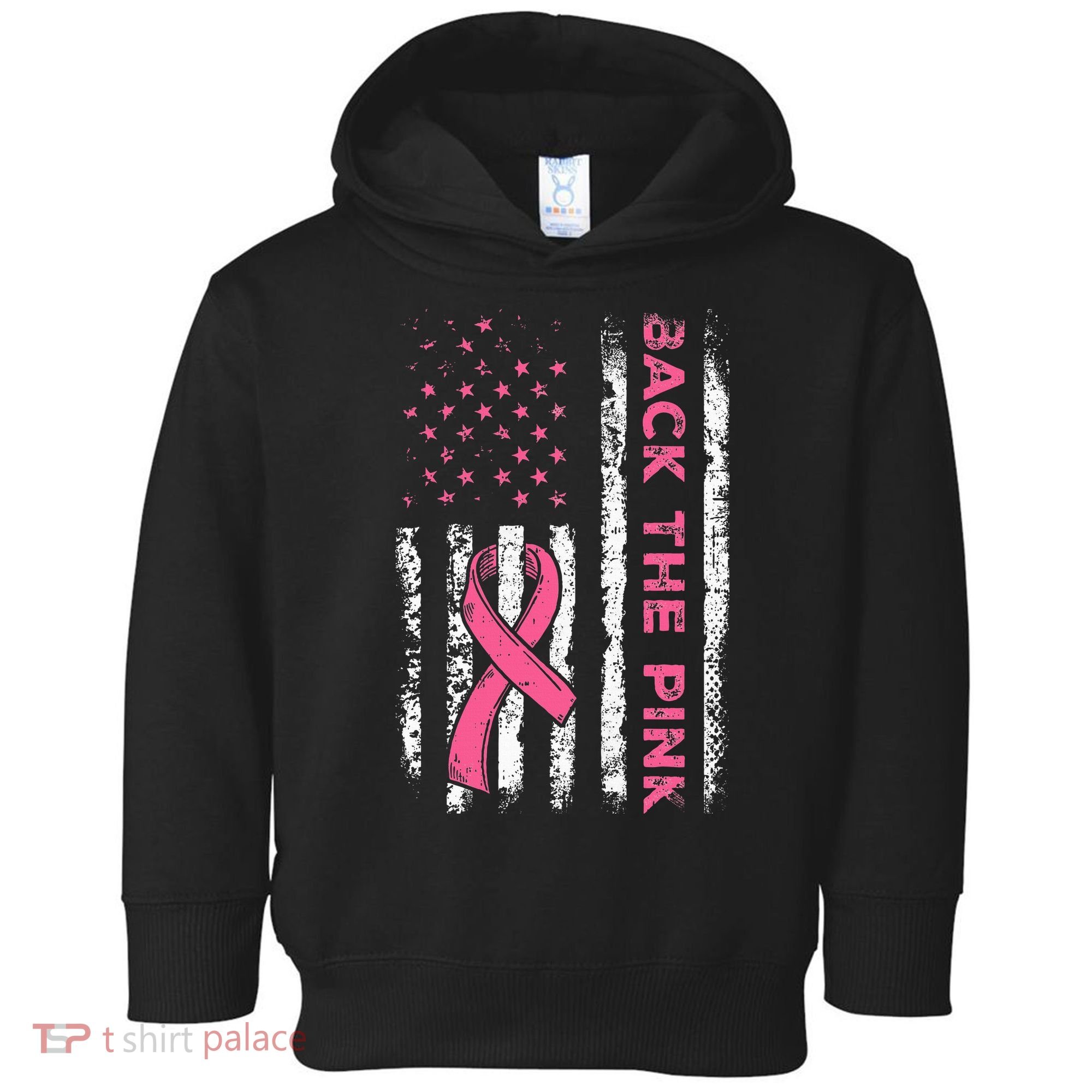 American Flag Back The Breast Cancer Awareness Toddler Hoodie