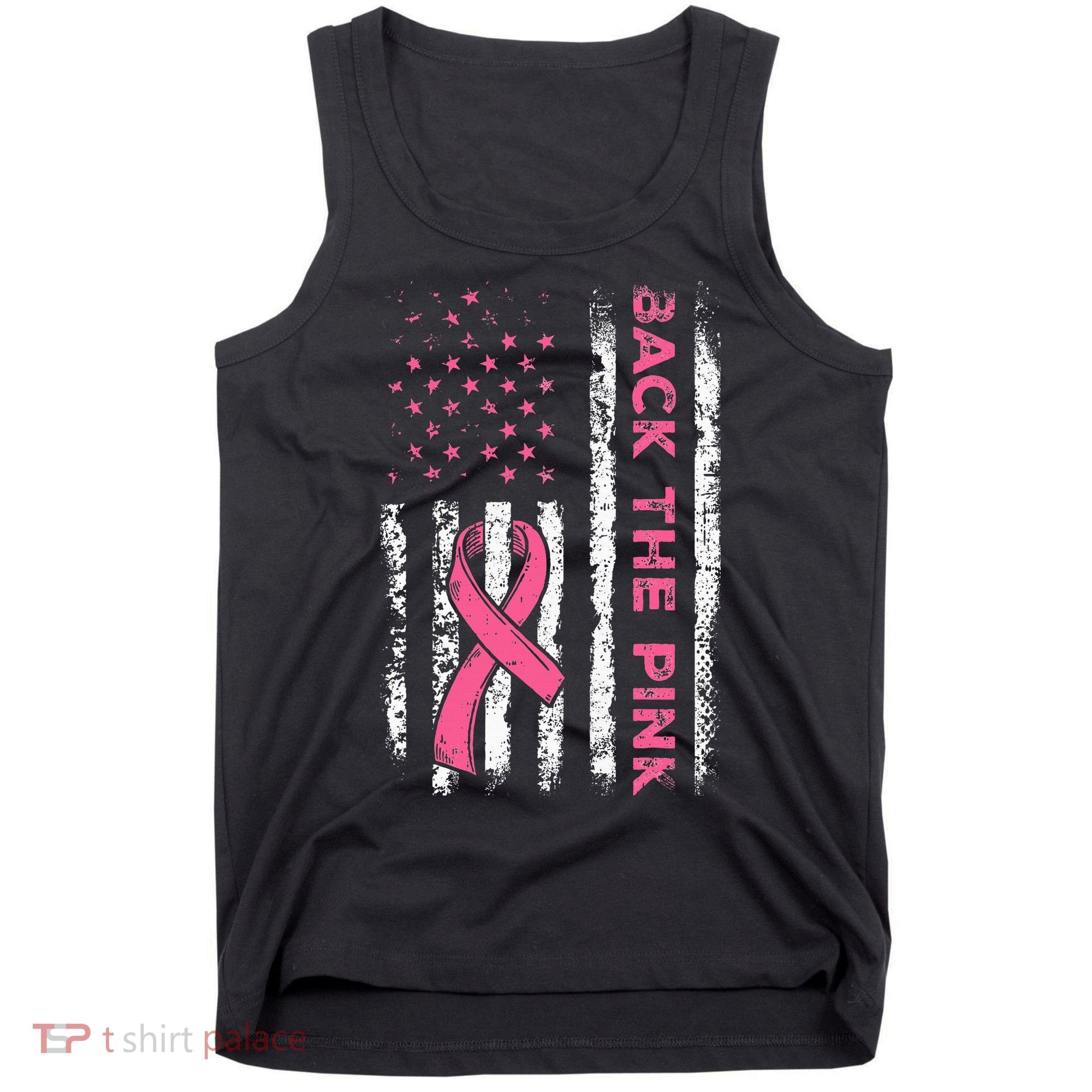 American Flag Back The Breast Cancer Awareness Tank Top