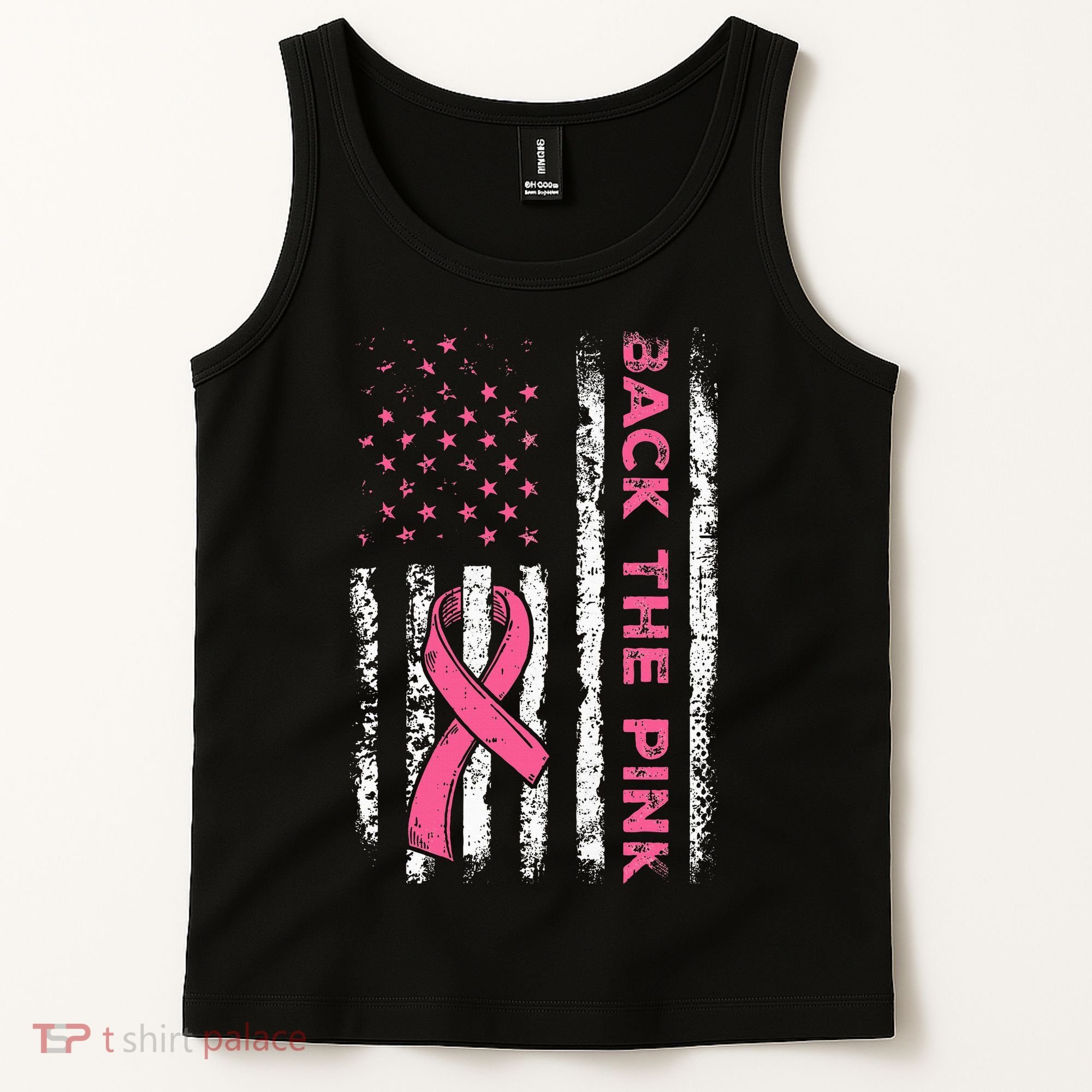 American Flag Back The Breast Cancer Awareness Tank Top