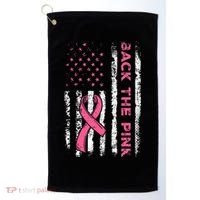 American Flag Back The Breast Cancer Awareness Golf Towel thumb 0