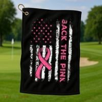 American Flag Back The Breast Cancer Awareness Golf Towel thumb 1