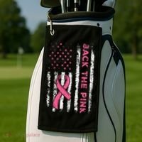 American Flag Back The Breast Cancer Awareness Golf Towel thumb 2