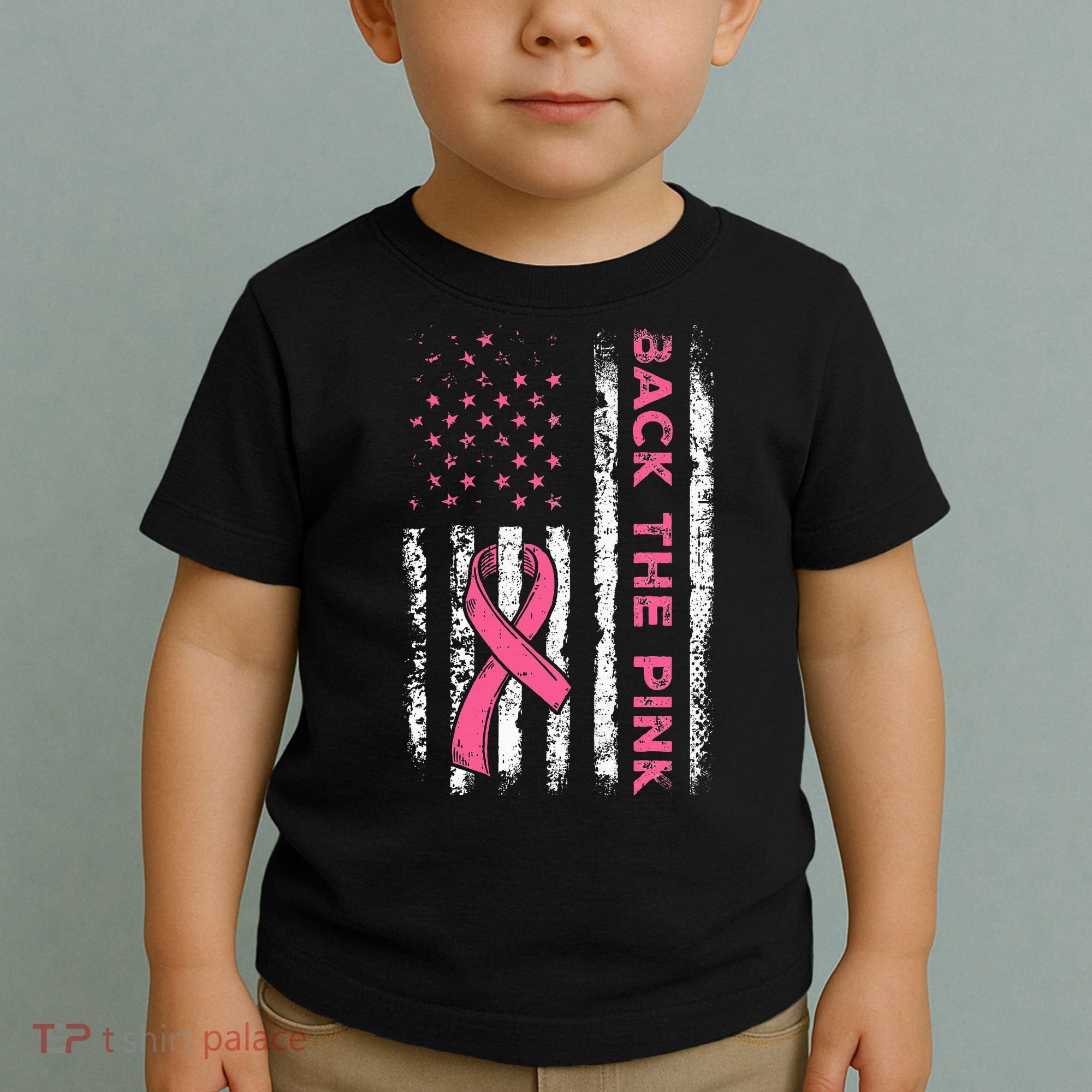 American Flag Back The Breast Cancer Awareness Toddler T-Shirt