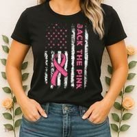 American Flag Back The Breast Cancer Awareness Women's T-Shirt thumb 2