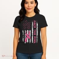 American Flag Back The Breast Cancer Awareness Women's T-Shirt thumb 4