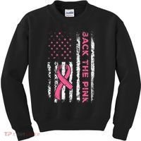American Flag Back The Breast Cancer Awareness Kids Sweatshirt thumb 0