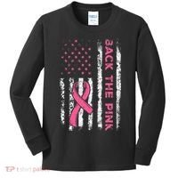 American Flag Back The Breast Cancer Awareness Kids Long Sleeve Shirt thumb 0