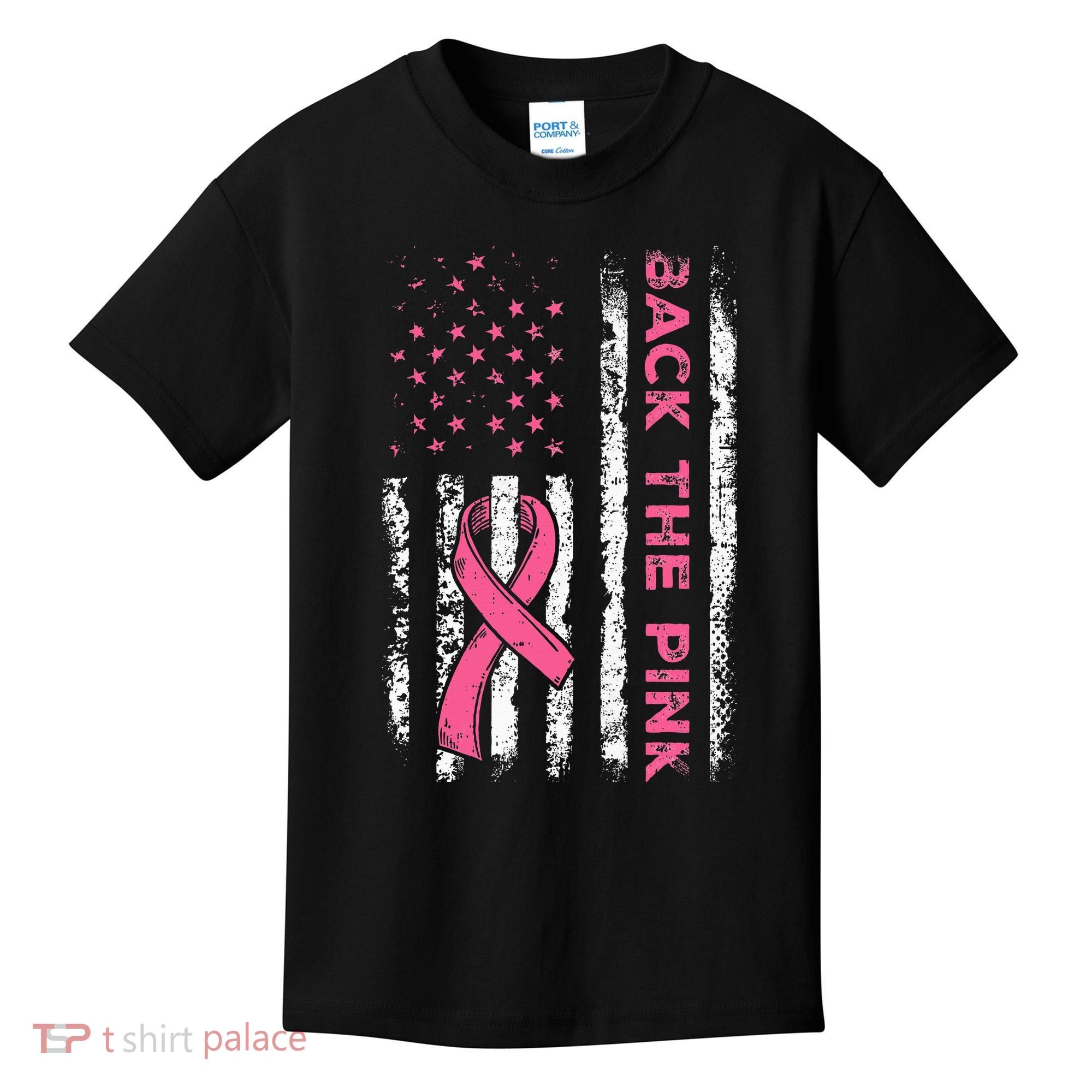 American Flag Back The Breast Cancer Awareness Kids T-Shirt