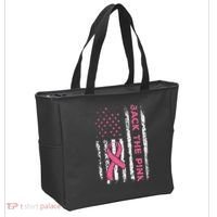 American Flag Back The Breast Cancer Awareness Tote Bag thumb 2