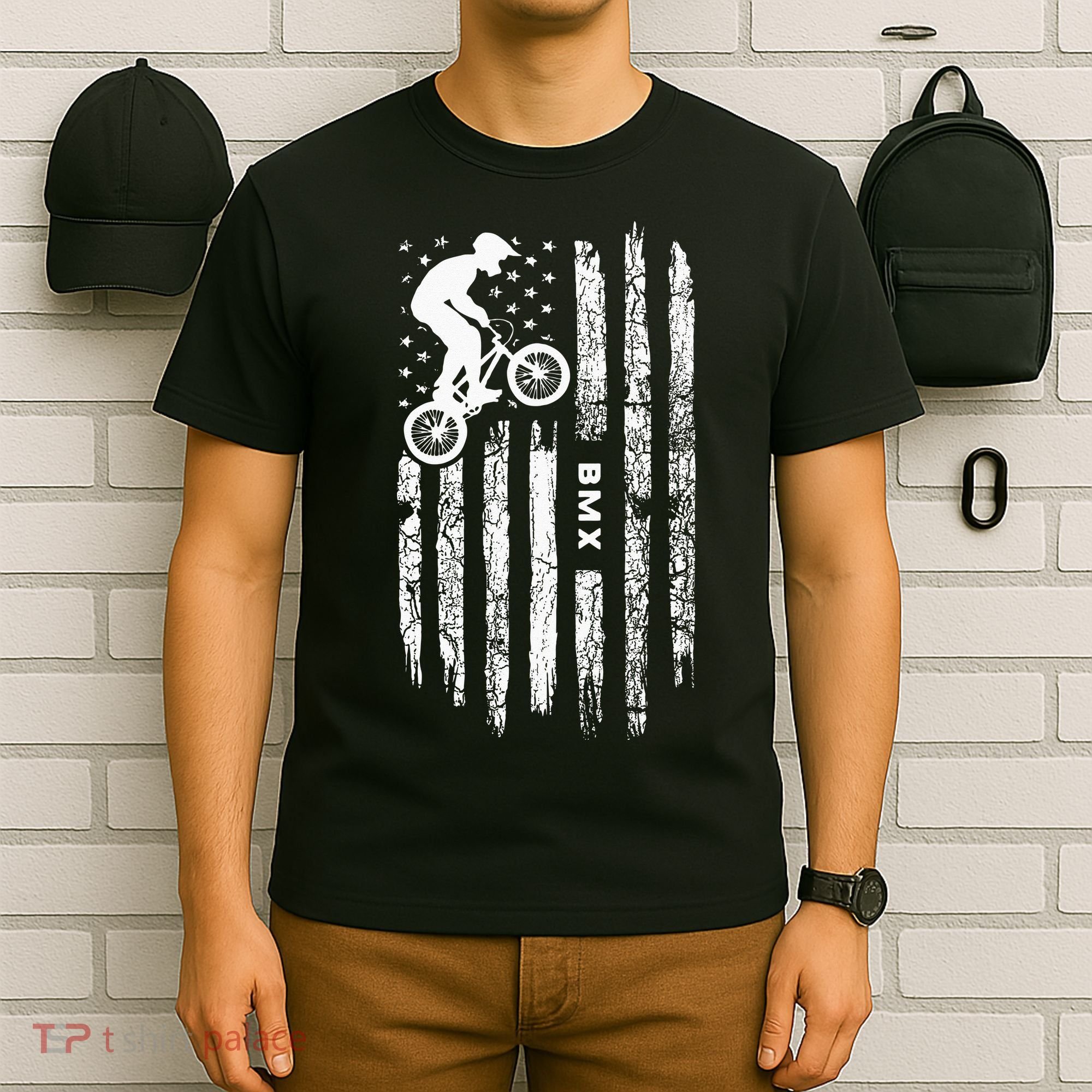 American Flag BMX Clothing BMX Rider Vintage BMX T-Shirt